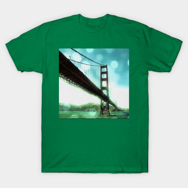 Green Bokeh Golden Gate Bridge in San Francisco T-Shirt by Christine aka stine1